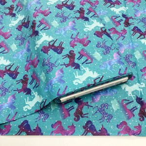 1 Yard 3 Wishes Starlight Unicorns & Stars Glittery Cotton Fabric