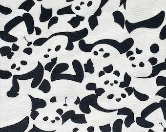 1 Yard Packed Pandas Cotton Oxford Fabric, Fuwari Imported from Japan BTY Black White