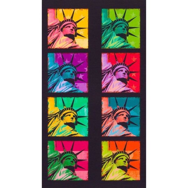 1 Panel Patriots Digital Warhol Style Lady Liberty Cotton Fabric by Robert Kaufman