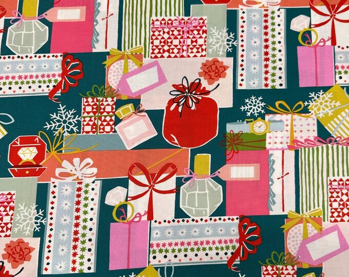 1 Yard Alexander Henry Perfect Packages Spruce Cotton Fabric Christmas ...