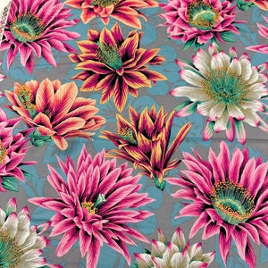 1 Yard Cactus Flower Tawny Kaffe Fassett Philip Jacobs Cotton Fabric, Free Spirit Fabric