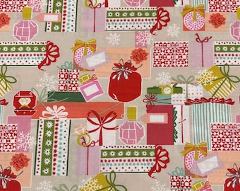 1 Yard Alexander Henry Perfect Packages Stone Cotton Fabric Christmas Holiday Fabric