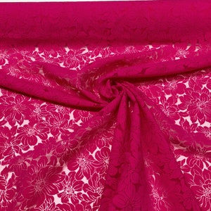 1 Yard Hot Pink Polyamid Viscose Blend Floral Burnout Fabric Deadstock Italian Luxury Fashion House image 6