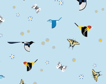 1 Yard Rocky Mountain Birds CH-310 Charley Harper Organic Cotton Poplin By Birch Fabrics