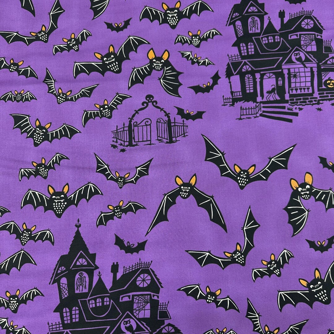 1 Yard Alexander Henry Haunted House Cotton Fabric Halloween Spooky ...