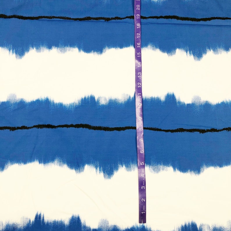 1 Yard Italian Luxury Fashion House Blue and White Stripe Stretch Cotton Fabric By the Yard image 7