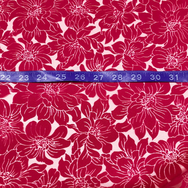 1 Yard Hot Pink Polyamid Viscose Blend Floral Burnout Fabric Deadstock Italian Luxury Fashion House image 5