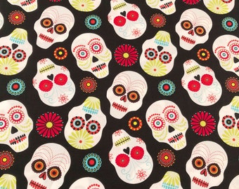 1 Yard Floating Sugar Skulls Cotton Fabric By Timeless Treasures
