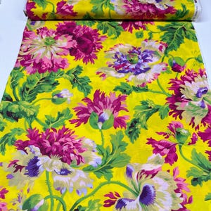 1 Yard Garden Party Yellow Kaffe Fassett Collective Cotton Fabric, Free Spirit PWPJ020.YELLOW
