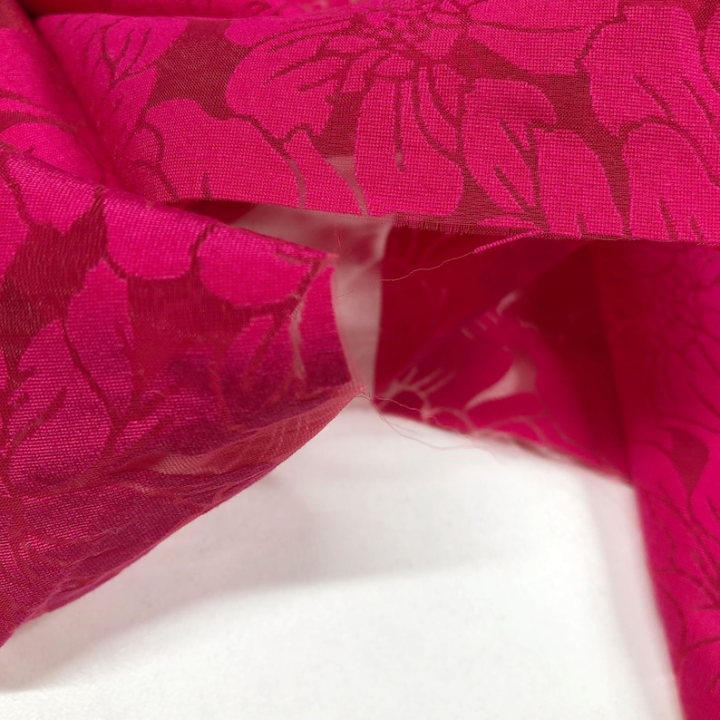 1 Yard Hot Pink Polyamid Viscose Blend Floral Burnout Fabric Deadstock Italian Luxury Fashion House image 8