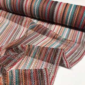 1 Yard Italian Luxury Designer Striped/Variegated Multicolor Lace Deadstock Fabric Netting BTY