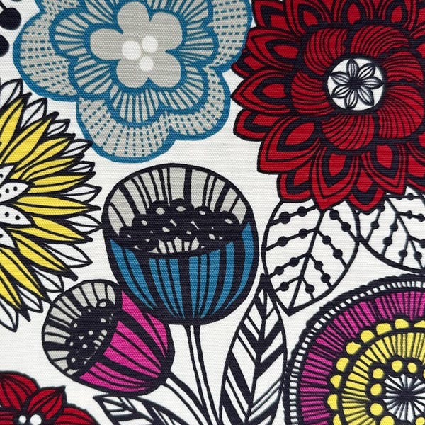 1 Yard Nordic Flower Cotton Oxford Fabric in Bright Multi by Cosmo Textiles – Imported from Japan AP61108H-2A