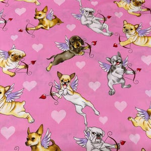 1 Yard Alexander Henry Ghastlie Puppy Love Cotton Fabric Pink