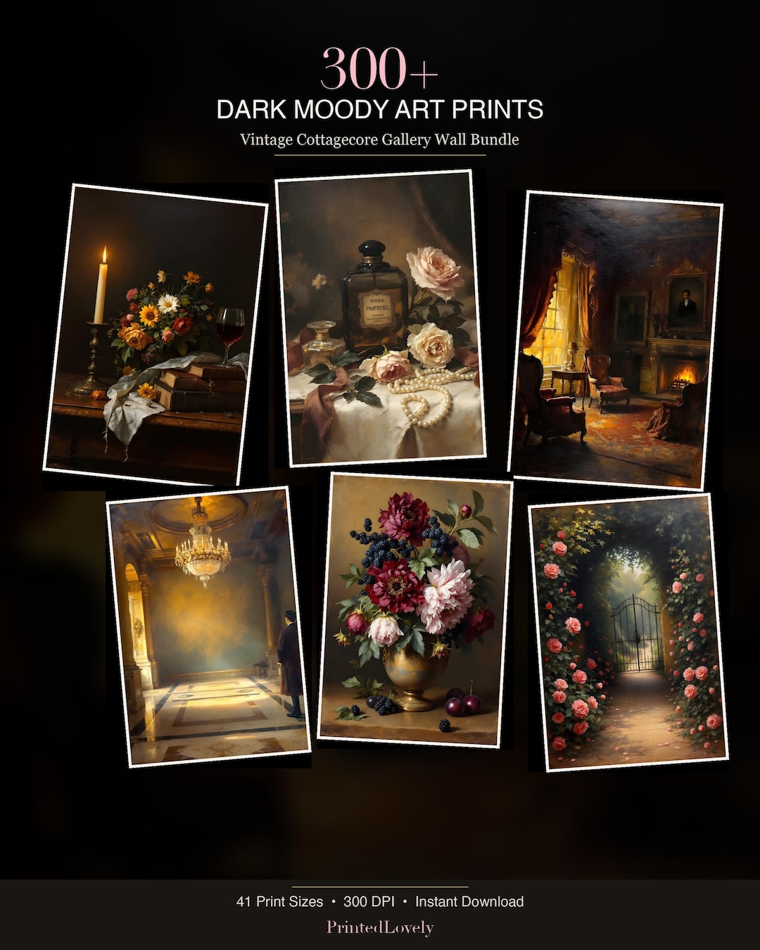300+ Dark Moody Gallery Wall Art Bundle | Vintage Oil Painting Prints ...