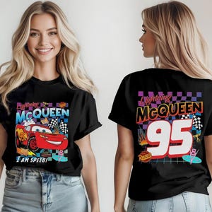 Two-sided Vintage Lightning Mcqueen Shirt, Radiator Springs Tee, Rusteze Cars Shirt, Cars Characters Tee, WDW Family Vacation Shirts image 2