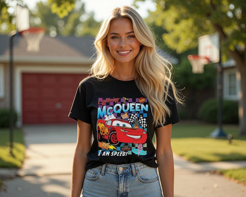 Two-sided Vintage Lightning Mcqueen Shirt, Radiator Springs Tee, Rusteze Cars Shirt, Cars Characters Tee, WDW Family Vacation Shirts image 1