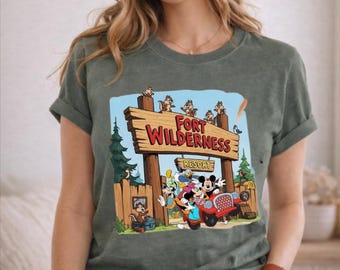 Comfort Colors Mickey and Friends Fort Wilderness Happy Camper Shirt, Vintage 90’s DisneyWorld Magic Kingdom Shirt, WDW Family Camping Tee