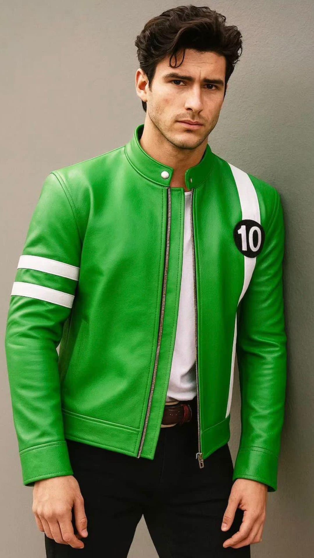 Ben Real 10 Alien Force Green Leather Jacket – Ben Tennyson Cosplay ...