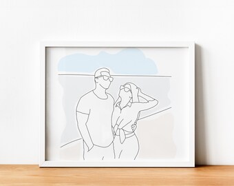 Custom Line Drawing, One Line Drawing, Family Drawing, Drawing from Photo, Custom Couple  Drawing, Pet Line Drawing, Unique Custom Drawing