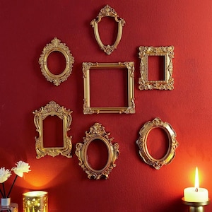 Ornate Gold Mini Frame: Baroque Wall Decor, Gothic Photo Frame