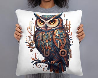 Funda de almohada con diseño de búho, cojín decorativo con motivos de bosque, cojín decorativo para sala de estar.