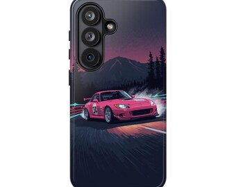 Pink S2000 Drift Phone Case JDM Mountain Touge Art Cover Unique Gift for Car Enthusiasts and Street Racing Fans