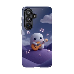 カワイイキュートなスライムがギターを弾くスマホケース｜3Dミュージカルキャラクターアートカバー｜幻想的な星空模様のテックデコレーション｜ユニークなギフト