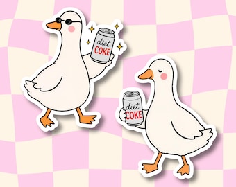 Silly Goose Drinking Soda Sticker Set, Waterproof Laptop Stickers