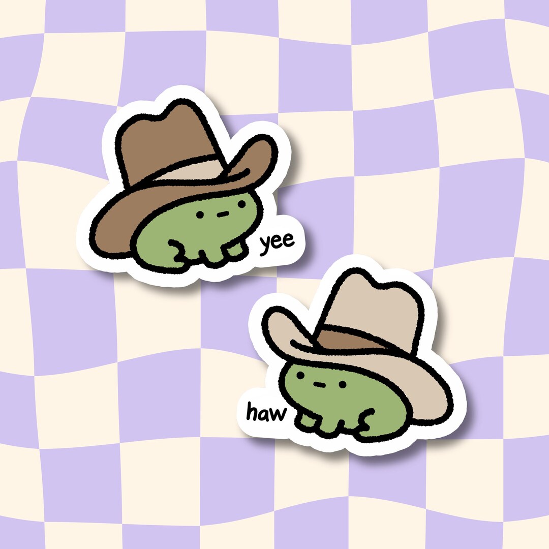 Cowboy Frog Sticker Tiny Cowboy Frog Sticker Set, Yeehaw Cowfrogs - Etsy