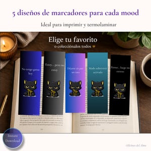 Gatín Sarcástico Mood Real, Separadores de Libros Introvertidos, Funny Cat Bookmark, Printable Bookmark Set, Descarga Digital