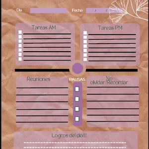 Neurodivergent Daglig Planner | Soul Offices | FM/EM Rutin och Pauser | Utskrivbar PDF på spanska