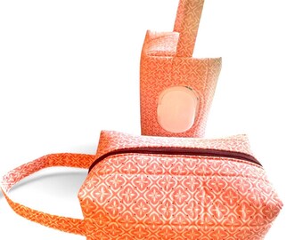Mini bolso cambiador, bolso cuadrado, neceser de maquillaje, acceso para toallitas húmedas, cosméticos, cosplay, opción con o sin agujero, rosa geométrico