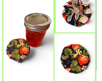 Tapa elástica de tela para alimentos: Tapa reutilizable para almacenar alimentos, fresas, latas de comida para mascotas, tarros de cristal, tamaños de boca regular y ancha.