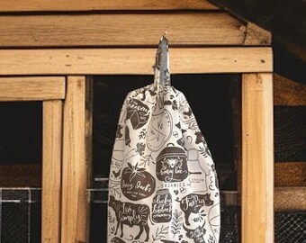 Soporte para bolsas de plástico de algodón de granja: almacenamiento colgante para comestibles, cocina, organización, cerdo, vaca, granero