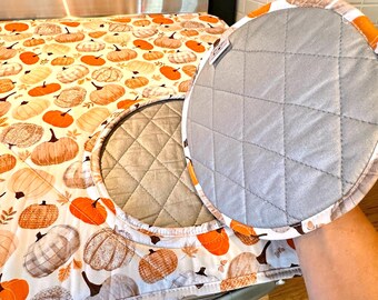 Funda protectora de vidrio para vitrocerámica con diseño de calabaza y diseño otoñal: Protector acolchado para estufa con almohadillas térmicas.