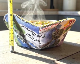 Funda para tazón apta para microondas, acolchada, estilo urbano, Kansas City, Missouri y lavable.