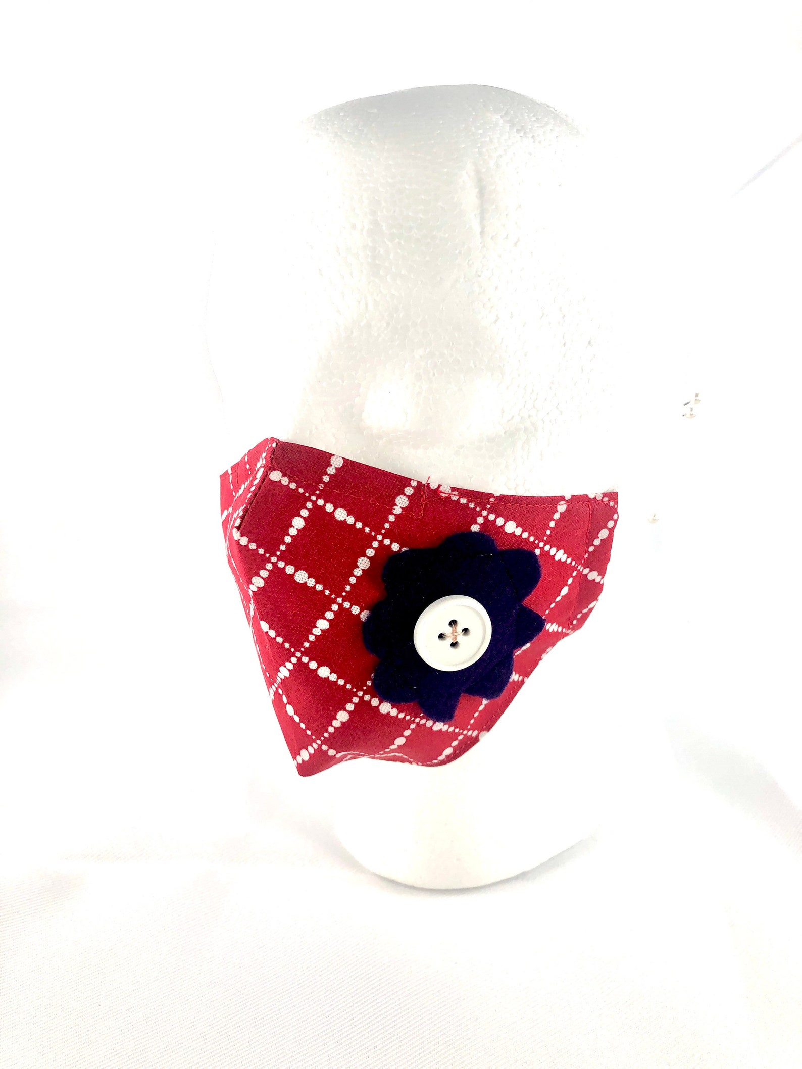 Red white and blue face mask adult two layer contour Etsy