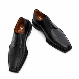 Latest Design Mens Handcrafted Black Leather Cap-Toe Oxford Dress Shoes
