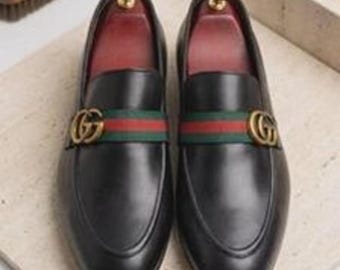 Mens Handmade Leather Shoes Fashion Loafers Black Slip-On Formal Dress Shoe