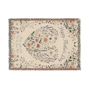 Manta para el Día de la Madre, manta tejida con motivos botánicos, regalo para el Día de la Madre