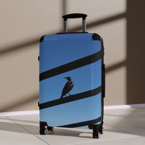 Bird Silhouette on Wire Suitcase | Travel Luggage Cover image 4