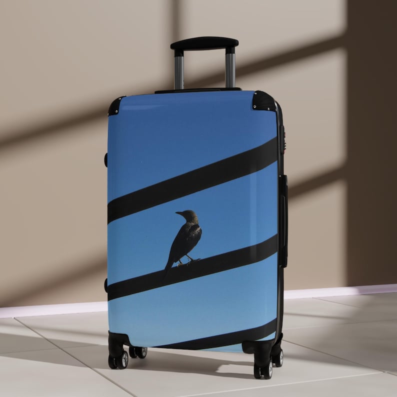 Bird Silhouette on Wire Suitcase | Travel Luggage Cover image 4