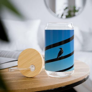 Silhouette Bird on Wires Sipper Glass | 16oz image 2