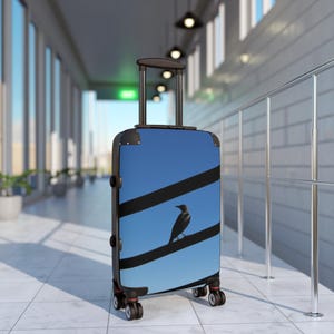 Bird Silhouette on Wire Suitcase | Travel Luggage Cover image 2