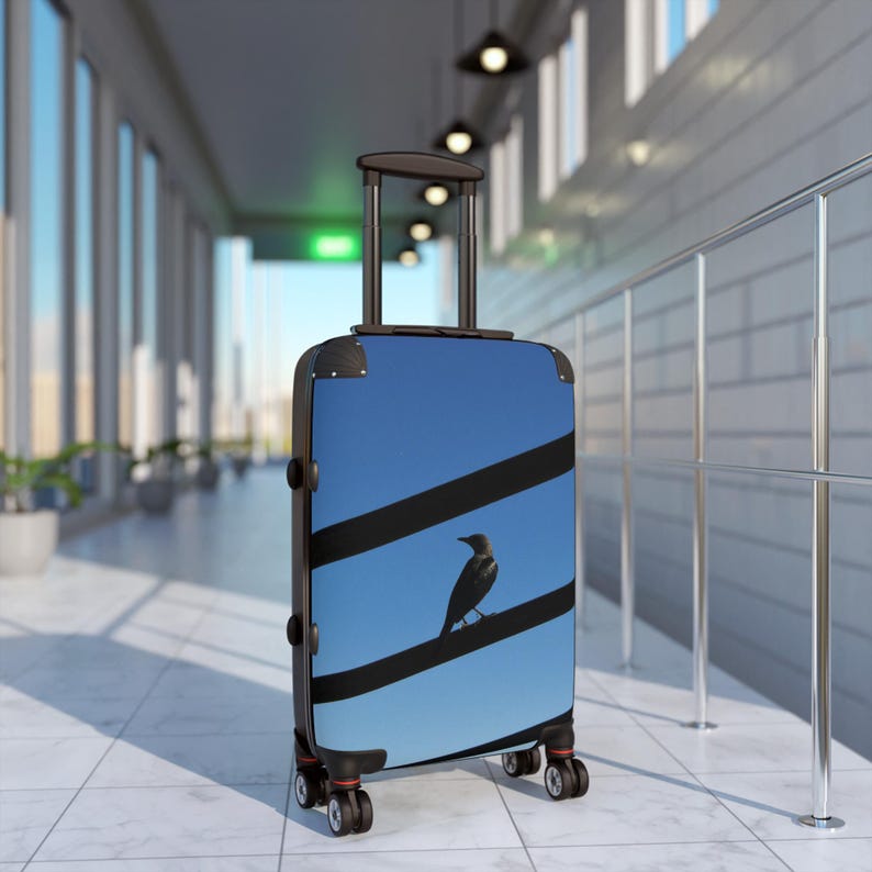 Bird Silhouette on Wire Suitcase | Travel Luggage Cover image 2