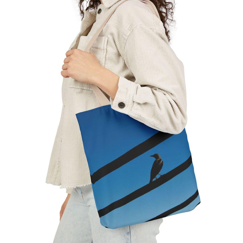 Bolso de mano con silueta de pájaro en alambres / Bolso de lona imagen 3
