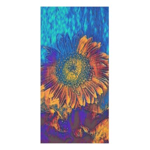 Toalla de algodón y visón con estampado de girasoles psicodélicos / Toalla de playa con estampado floral vibrante imagen 3