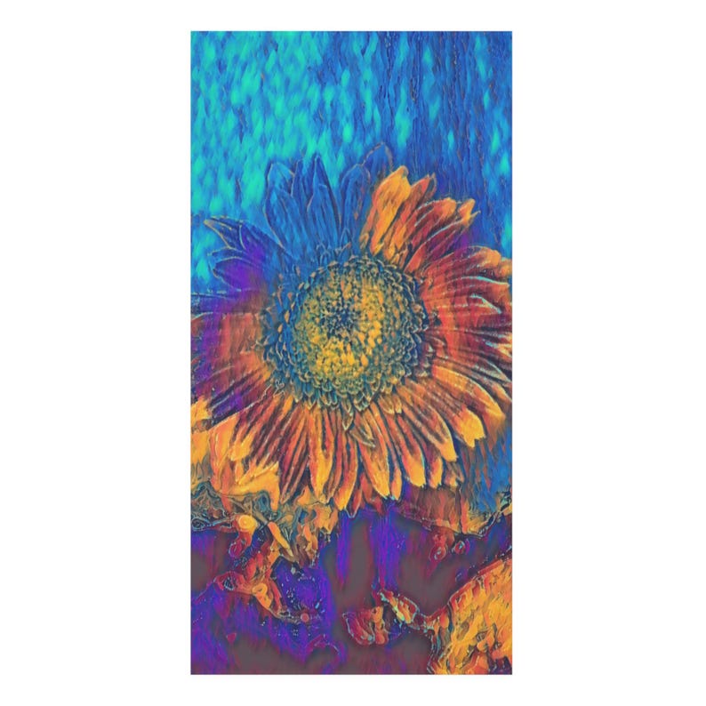 Toalla de algodón y visón con estampado de girasoles psicodélicos / Toalla de playa con estampado floral vibrante imagen 3
