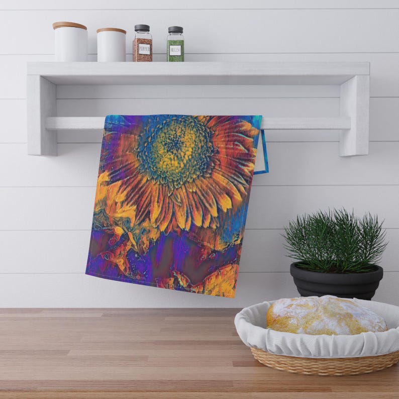 Vibrant Sunflower Art Tea Towel