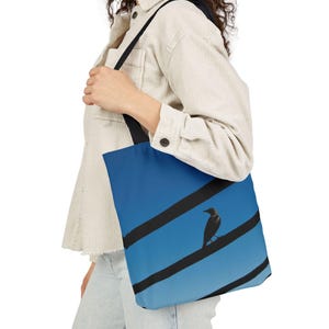 Bolso de mano con silueta de pájaro en alambres / Bolso de lona imagen 4